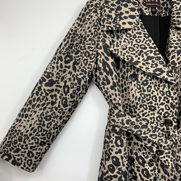 Dana Buchman Trench Coat Leopard Print Double Breasted Jacket - Picture 7 of 14